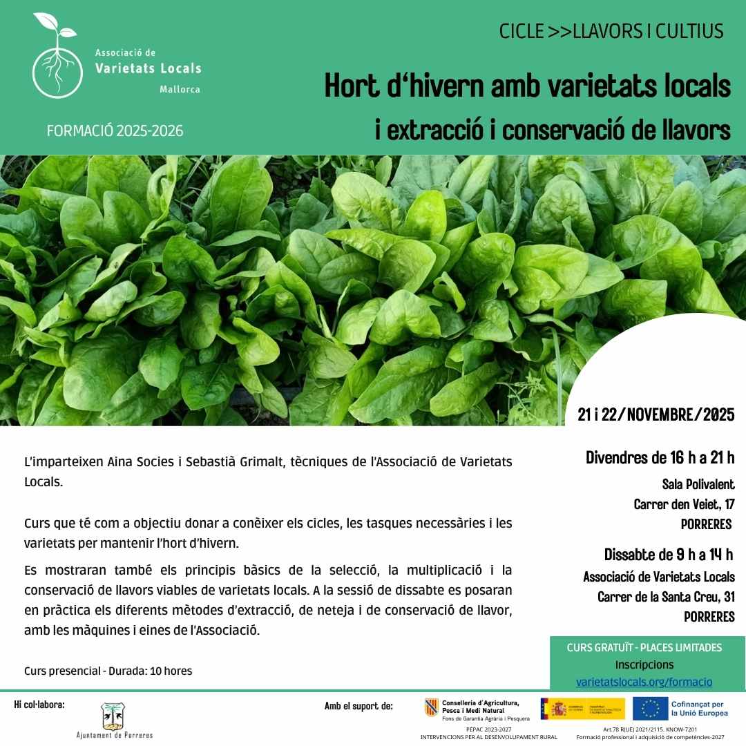 Formació - Varietats Locals 03 cartell curs hort hivern i llavor nov25