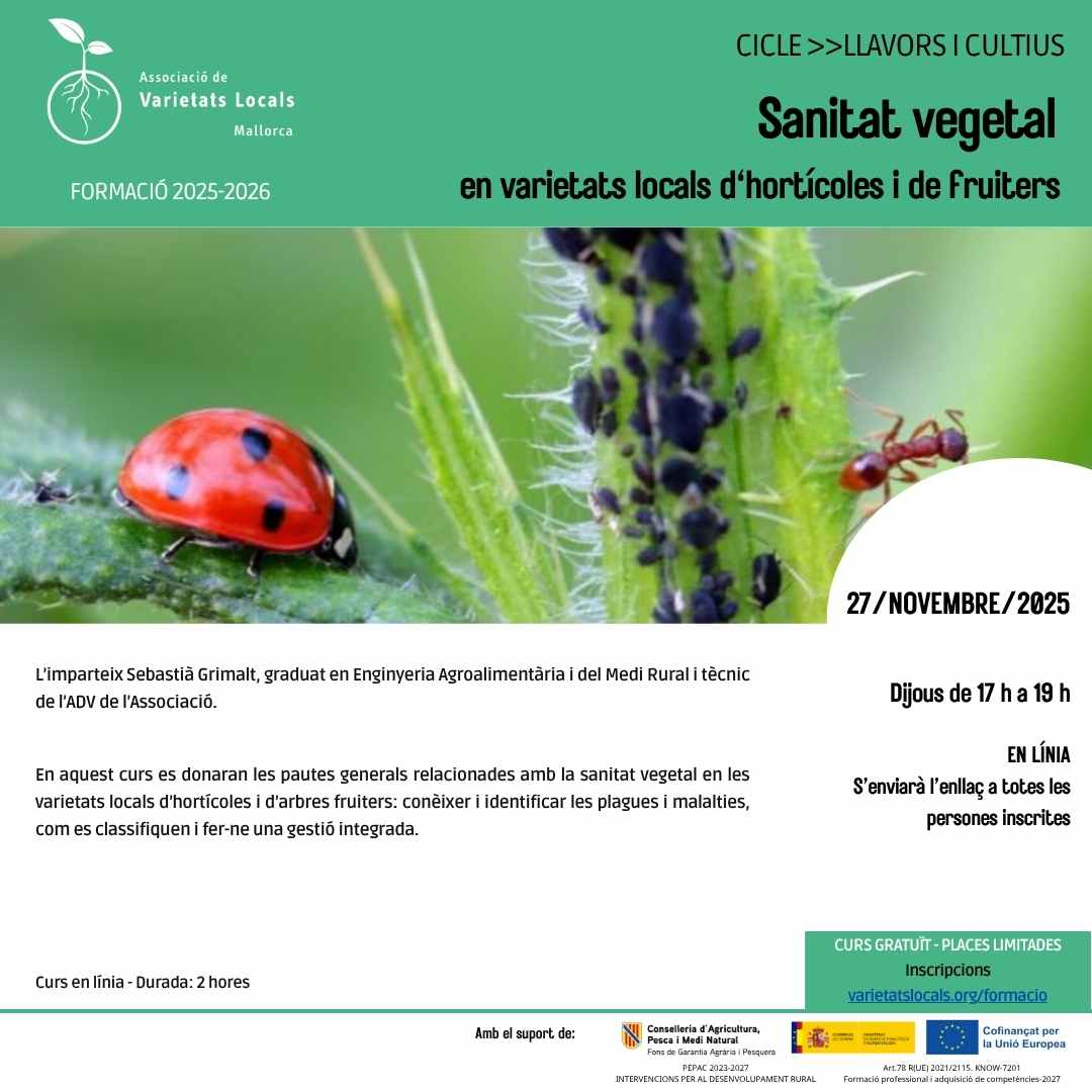 Formació - Varietats Locals 05 cartell curs sanitat vegetal nov 2025